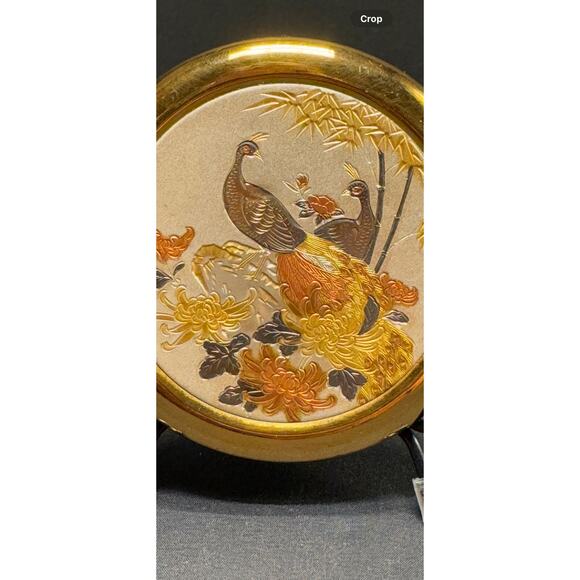 Japanese Art of Chokin Trinket Box, 24K Gold Embellished, 3 1/4" W x 2 1/4" H - Picture 2 of 11